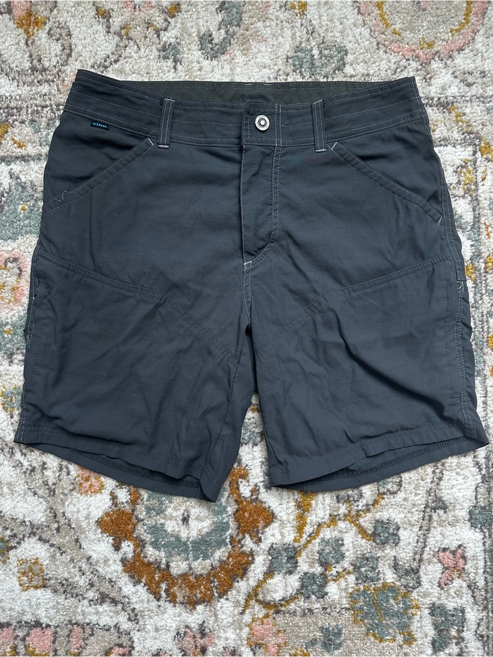 Kuhl Renegade Shorts Mens 33 Gray Nylon Hiking Utility Zip Cargo Pockets 11"